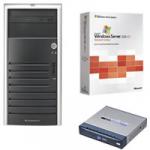 HP ProLiant (Bundle with 8 port switch + Microsoft OEM Eng Windows 2003 R2 Server w/5 Cal) Series, Model: HP ML110G3 SATA Model
